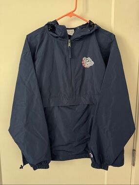 Champion Gonzaga University Navy Pullover Windbreaker with Bulldog Logo